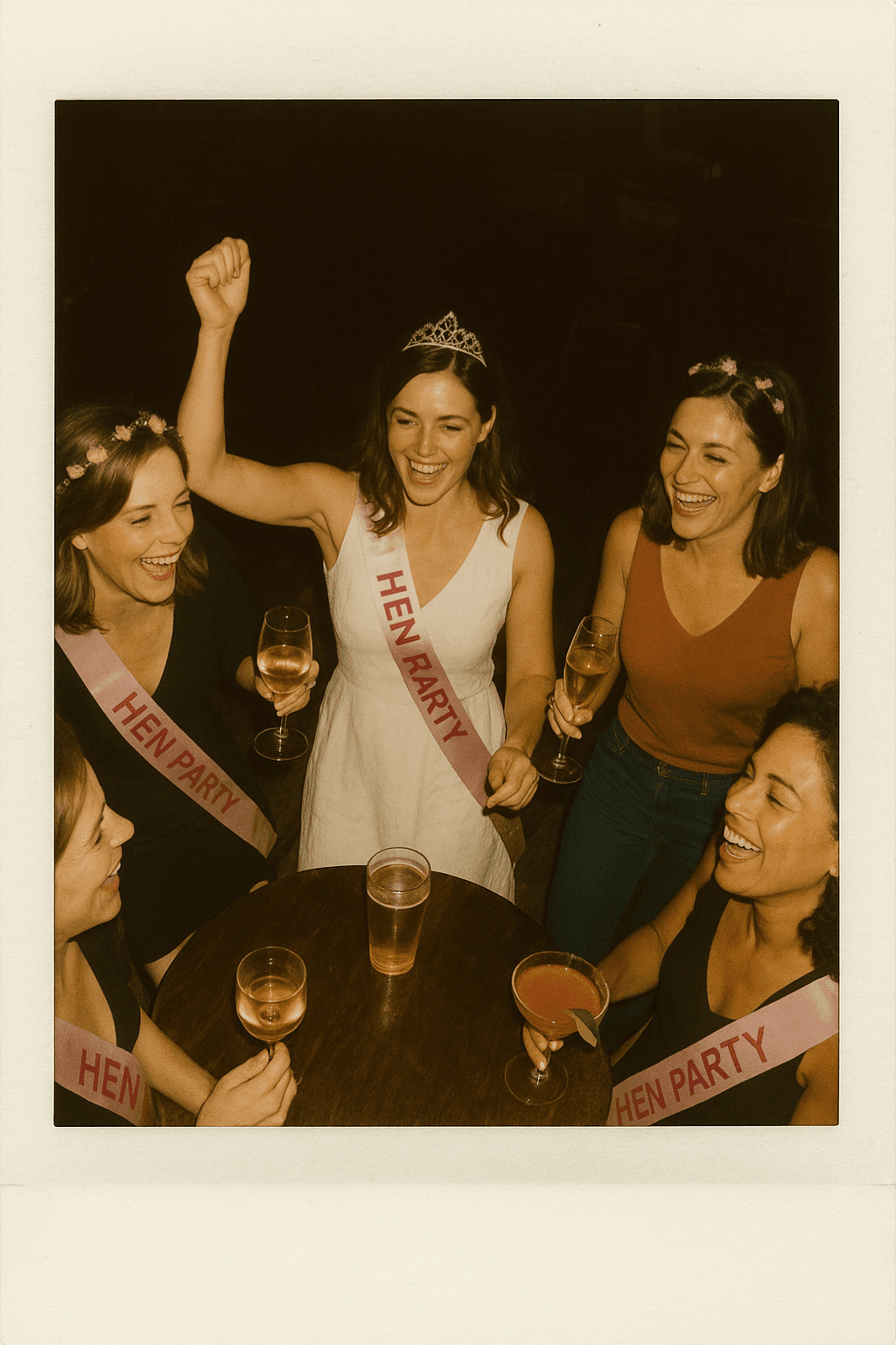 Hen party night out polaroid style