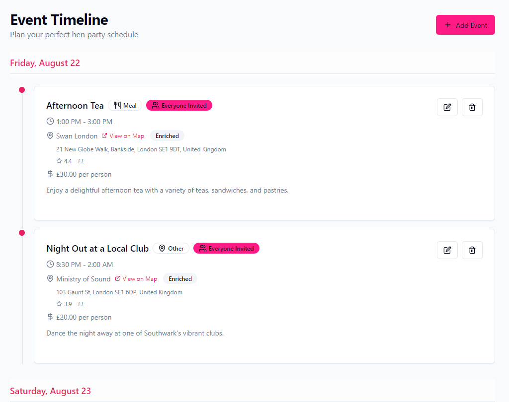 Timeline screenshot
